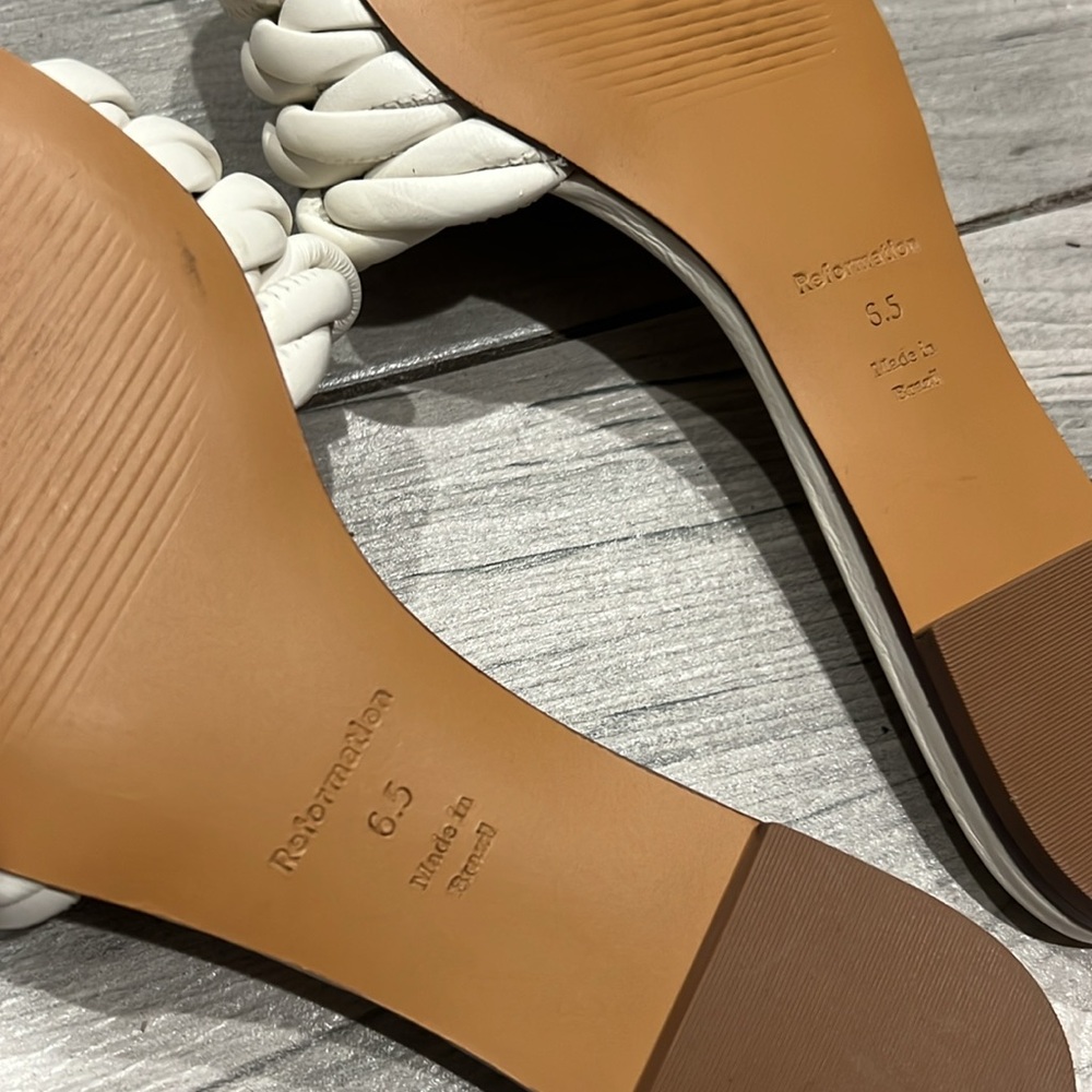 Reformation White Braided Strap Slide Sandals - Picture 4 of 7